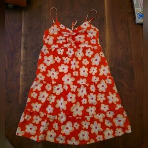No Boundaries Orange-red Floral Young Women's Dress